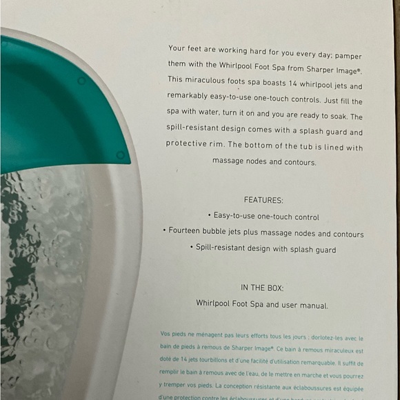 Sharper Image. Whirlpool Foot Spa. - Picture 2 of 3